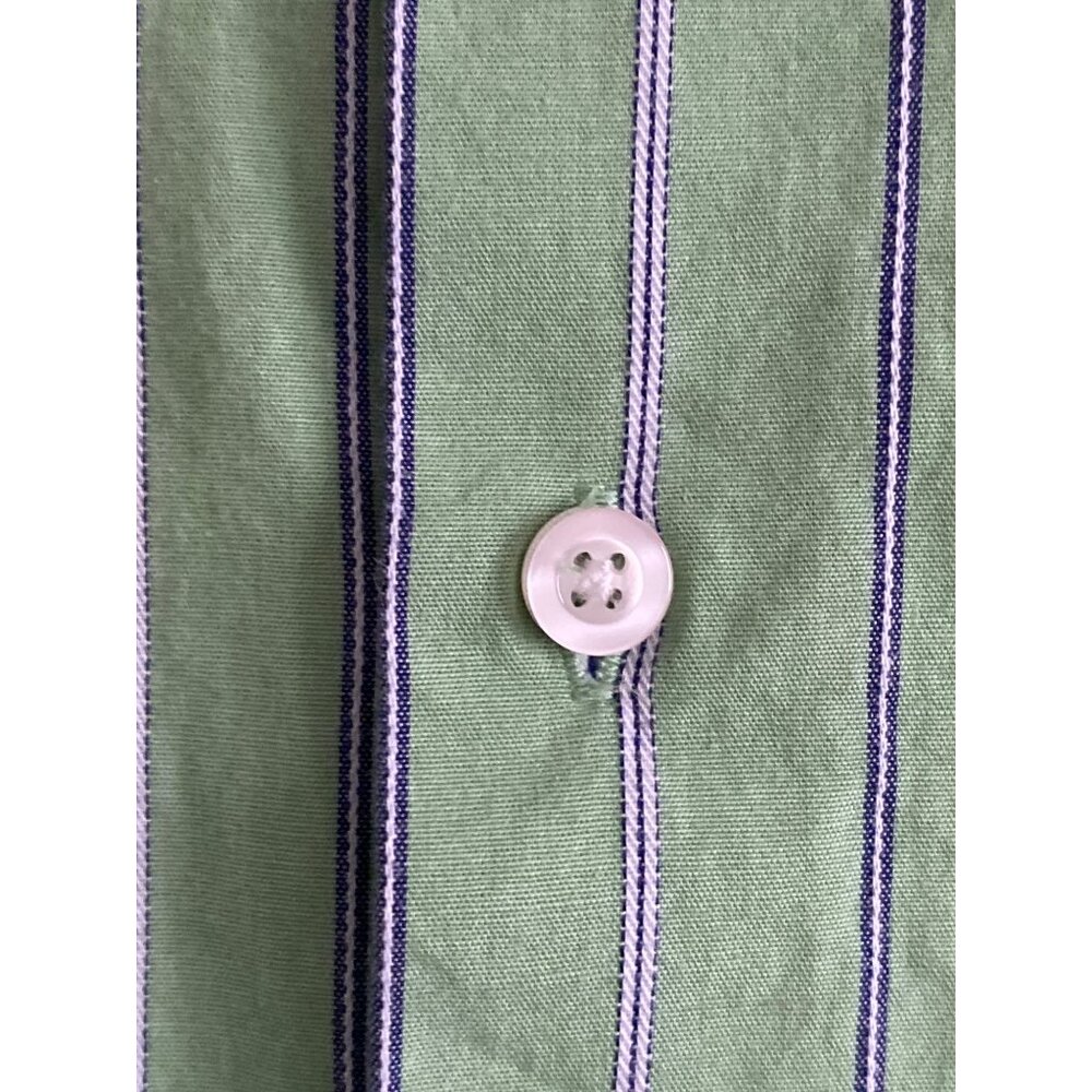 Arrow LS Shirt Green Blue White Stripe Button Down Casual Dress Boy L (14-16) - Picture 2 of 14